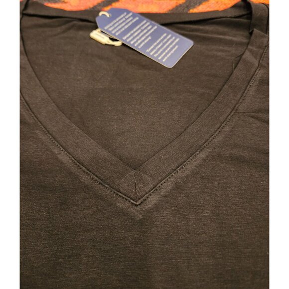 NEW Short-Sleeve Black V-Neck T-Shirt XXL Polyester Blend Stretchy Fabric - Picture 14 of 16